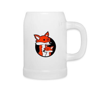 Fox Hole Family Mom Child Father Mother Dad Cute - Beer Mug - white - Right