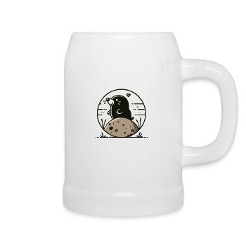 Happy mole on hill - Beer Mug - white - Right