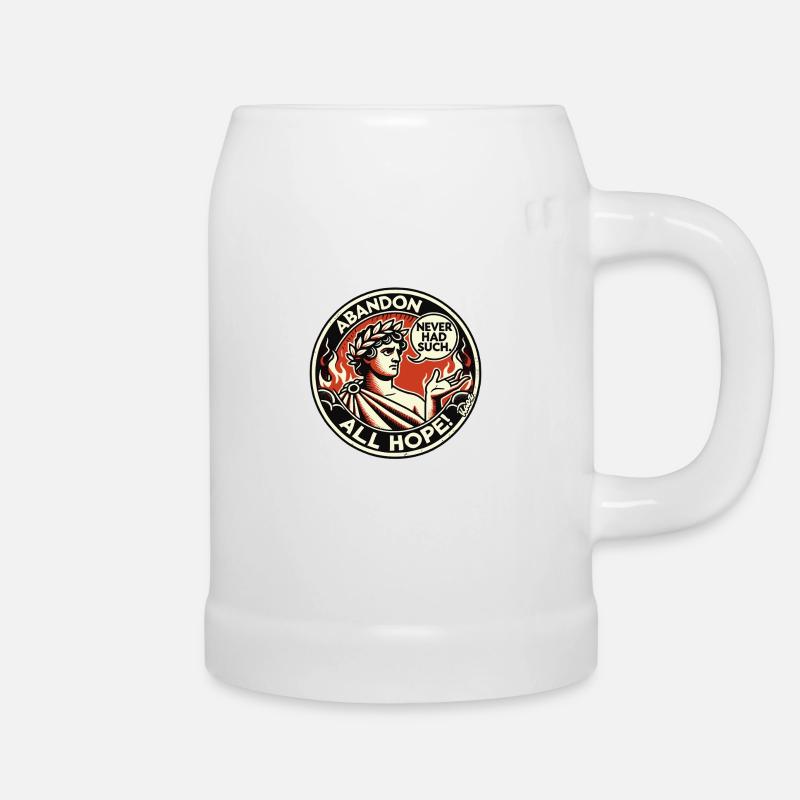 Abandon all hope, Dante in hell - Beer Mug - white