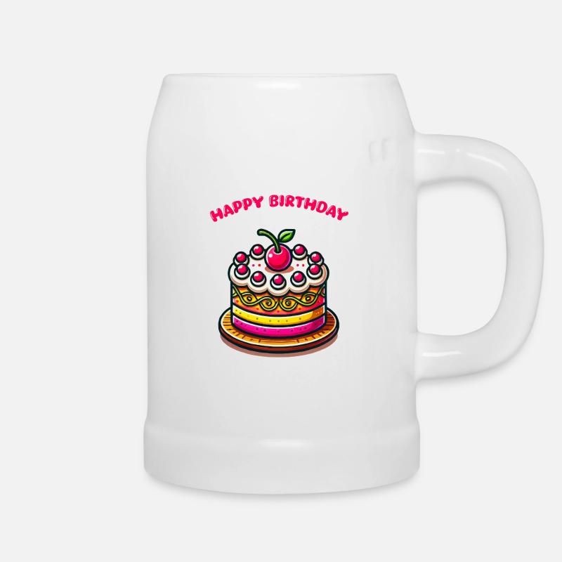 Cake Happy Birthday - Beer Mug - white