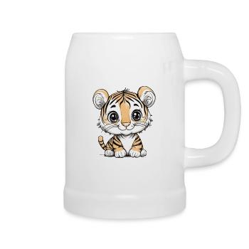 Petit tigre mignon - Chope en céramique - blanc - Droite