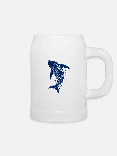 Der blauer Wal fisch - Bierkrug - Weiß