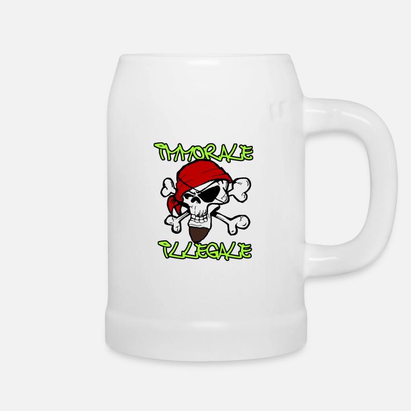 Skull Pirate TShirt Design - Beer Mug - white