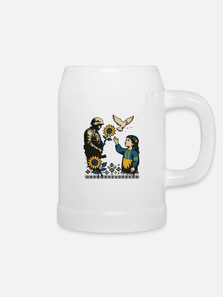 Hoffnung im Kriegsnebel - Bierkrug - Weiß
