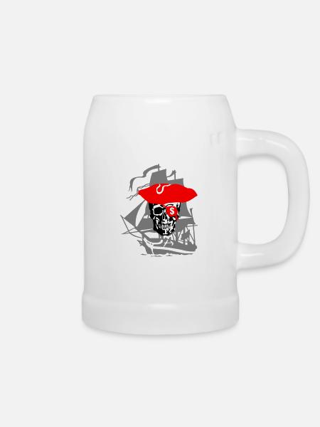 Pirat - Bierkrug - Weiß