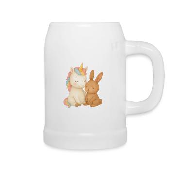 Einhorn und Häschen Kuschelzeit - Bierkrug - Weiß - Rechts