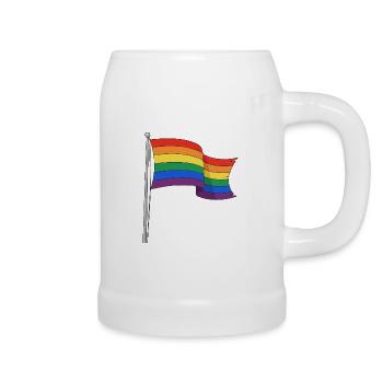 Rainbow flag curvy tracks - Beer Mug - white - Right