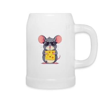 Souris au fromage cool avec des lunettes de soleil - Chope en céramique - blanc - Droite