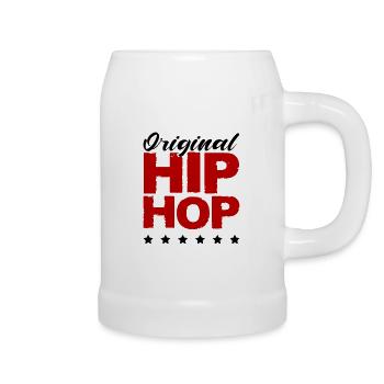Hip Hop Schriftzug Rot Distressed - Bierkrug - Weiß - Rechts