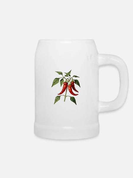 Botanische rote Paprika - Bierkrug - Weiß