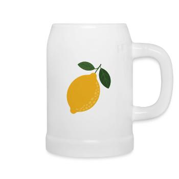 Illustration d’agrumes en feuille de citron - Chope en céramique - blanc - Droite
