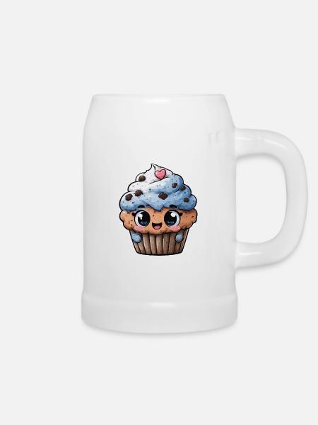 Kawaii Cupcake Herzglück - Bierkrug - Weiß