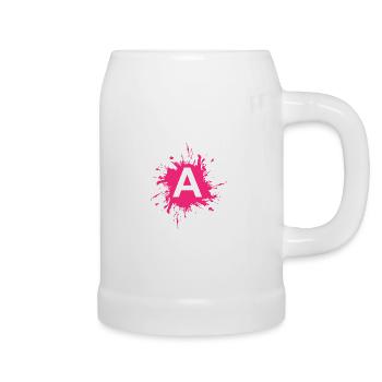 Team A Buchstabe A Anfangsbuchtabe Rosa - Bierkrug - Weiß - Rechts