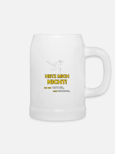 Rentner nicht hetzen - lustiger Pensionäre Spruch - Bierkrug - Weiß