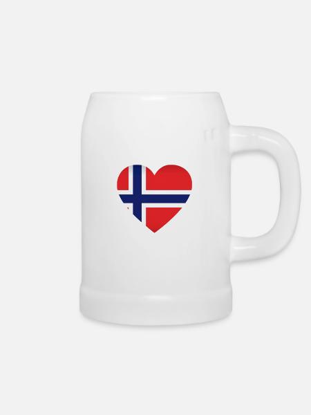 Herz Norwegen Skandinavien Liebe - Bierkrug - Weiß
