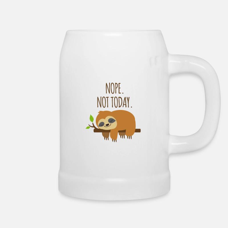 Sleeping sloth on a branch - Beer Mug - white