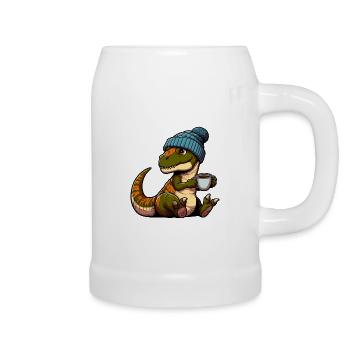 Bébé thé Rex Dino dinosaure bonnet chapeau Tee - Chope en céramique - blanc - Droite