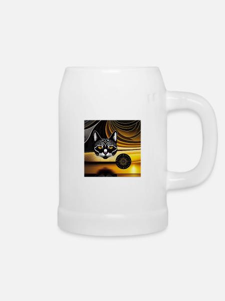 Katzen Kunstwerk - Bierkrug - Weiß