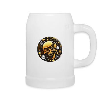 Totenkopf Kunst - Bierkrug - Weiß - Rechts