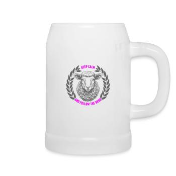 Sheep stay calm and follow the flock - Beer Mug - white - Right