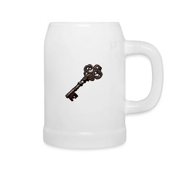 Schlüssel / Schloss / verschlossen / Sicherheit - Bierkrug - Weiß - Rechts