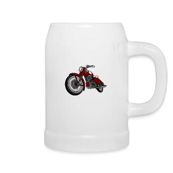 Moto Old School - Chope en céramique - blanc - Droite