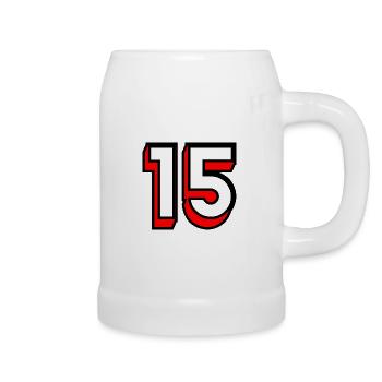 15. 15 JAHRE. 15-jähriges Jubiläum. GEBURTSTAG 15 JAHRE. - Bierkrug - Weiß - Rechts
