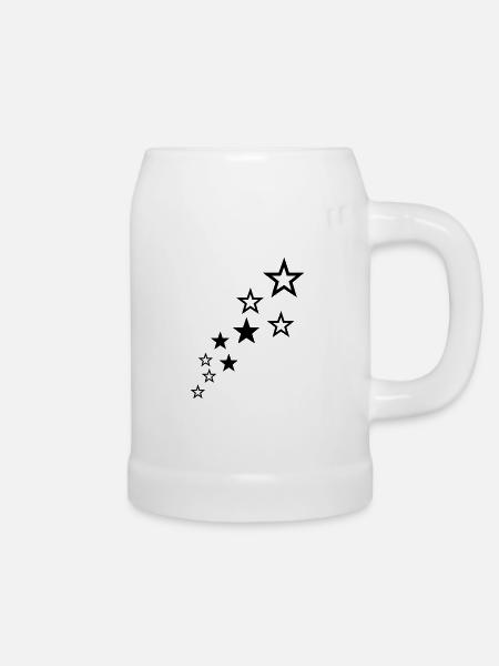 sterne - Bierkrug - Weiß