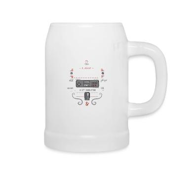 Game Nerd 80s Retro 8bit Game Console pc old fun - Beer Mug - white - Right