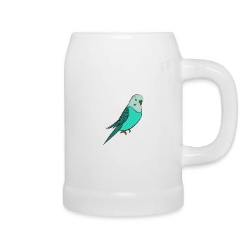 Budgie turquoise - Beer Mug - white - Right