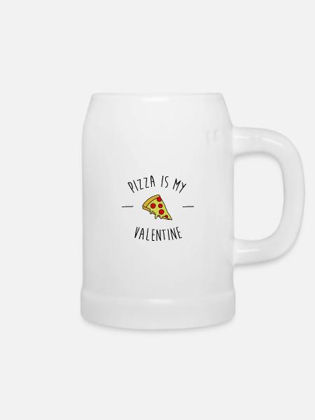 Pizza Is My Valentine - Bierkrug - Weiß