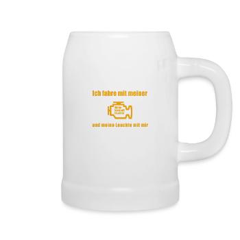 Ich fahre mit meiner Motorkontrollleuchte - Bierkrug - Weiß - Rechts