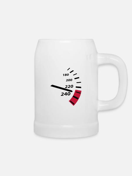 tacho, speed, km h - Bierkrug - Weiß
