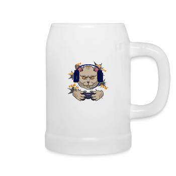 Cadeau de geek de jeu vidéo de jeu de chat de coureur - Chope en céramique - blanc - Droite