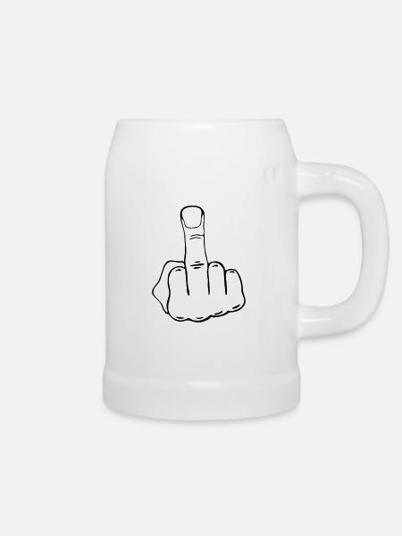 Mittelfinger - Bierkrug - Weiß