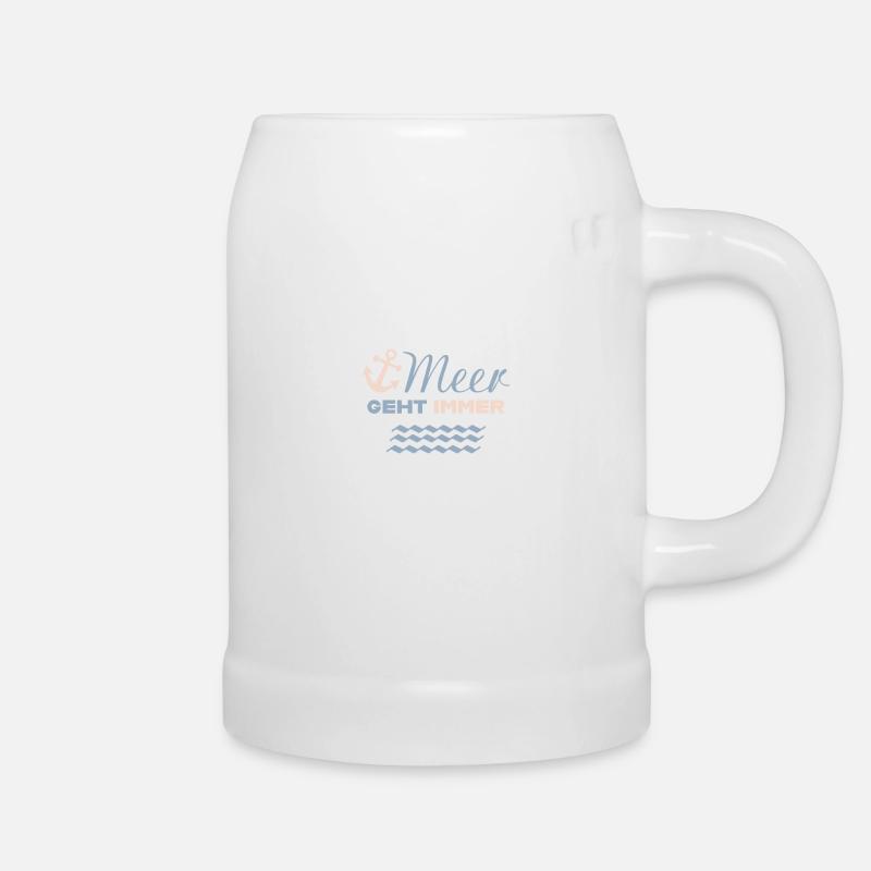 MEER GEHT IMMER lustiger Spruch Geschenk Anker - Bierkrug - Weiß