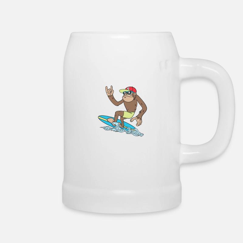 Surfing Monkey surf Affe Awesome Shirt - Bierkrug - Weiß
