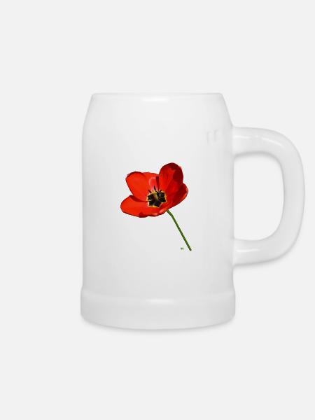 Roter Mohn - Bierkrug - Weiß