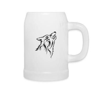 wolf - Bierkrug - Weiß - Rechts