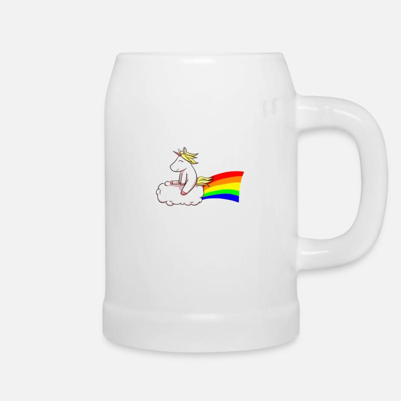 Unicorn Rainbow Einhorn auf Wolke Einhörner - Bierkrug - Weiß