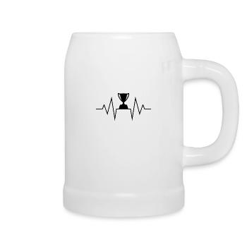Herzschlag EKG Heartbeat Champion Pokal Gewinner - Bierkrug - Weiß - Rechts