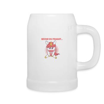 Bevor Du Fragst NEIN Böse Einhorn Mad Unfreundlich - Bierkrug - Weiß - Rechts
