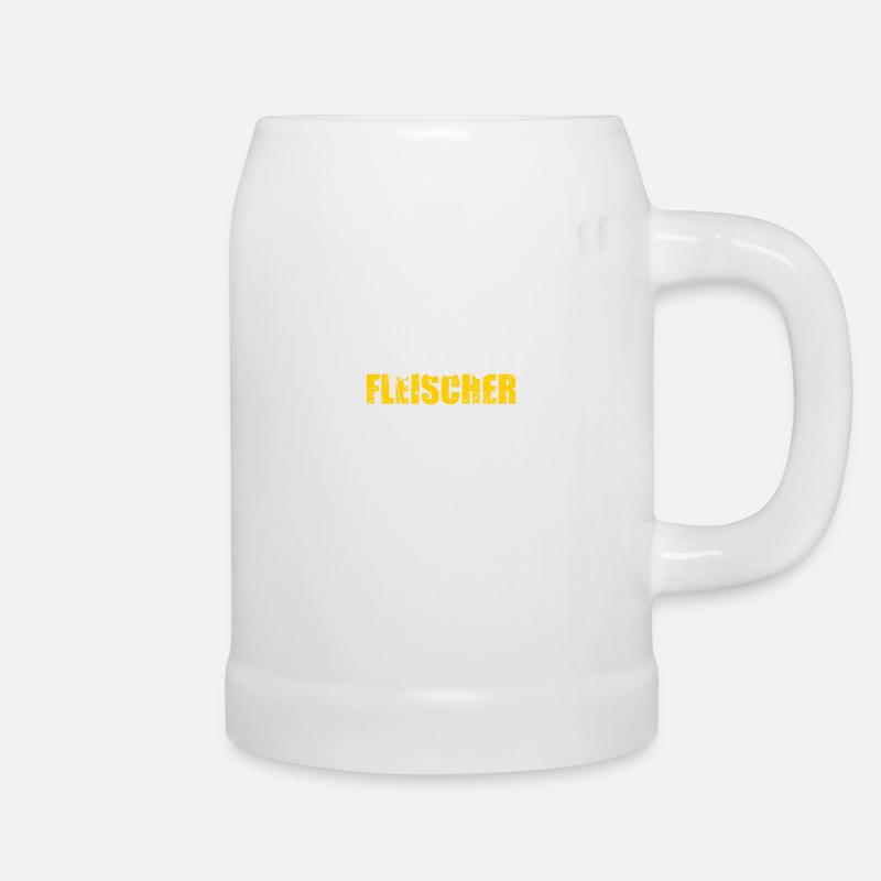 Cooler Fleischer Meister Hackbeil - Bierkrug - Weiß