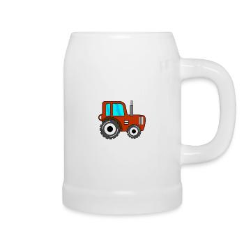 Roter Traktor Jungen Kindertraktor - Bierkrug - Weiß - Rechts