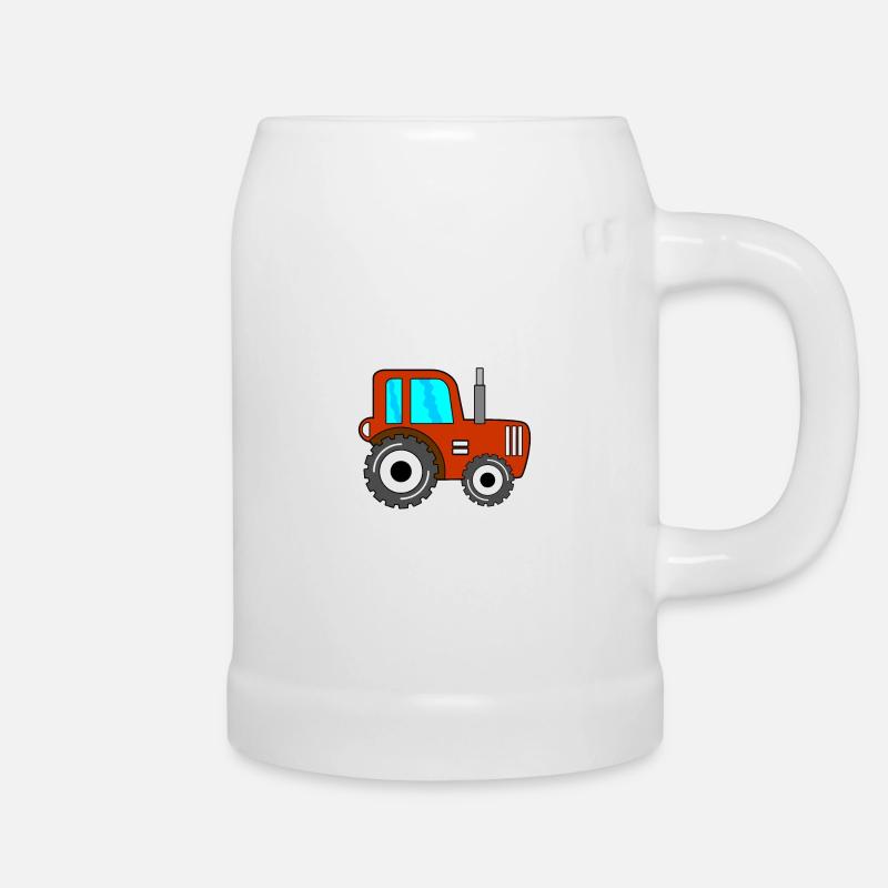 Roter Traktor Jungen Kindertraktor - Bierkrug - Weiß