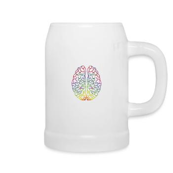 Colorful brain brain - Beer Mug - white - Right