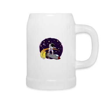 Astronaut On Rocket - Beer Mug - white - Right