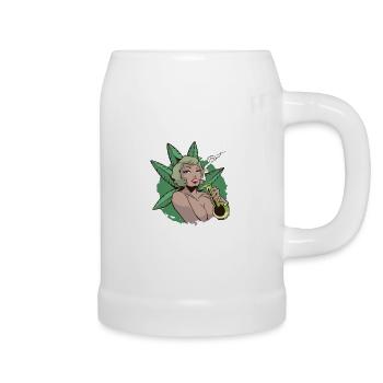 Pin Up Girl Cannabis Marijuana Sexy Bong - Beer Mug - white - Right