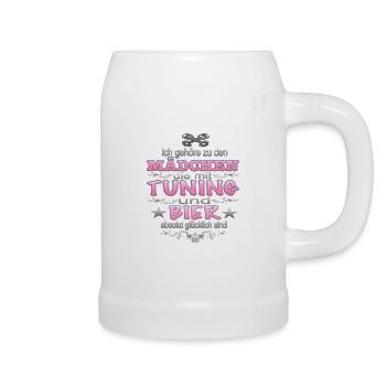Mädchen Tuning Autotuning Motorsport Tuning Spruch - Bierkrug - Weiß - Rechts