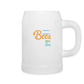 Save The Bees Plant More Trees Clean The Seas - Beer Mug - white - Right
